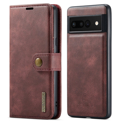 Detachable magnetic leather phone case with folio cover, brown; snap button closure