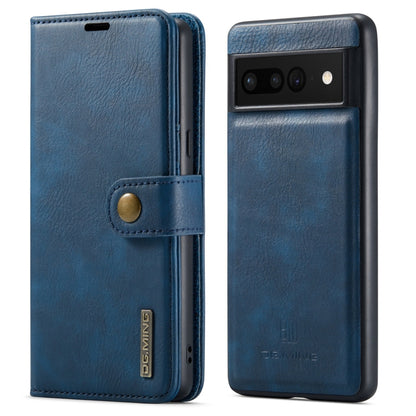 Detachable magnetic leather phone case, blue; folio cover and textured back with logo