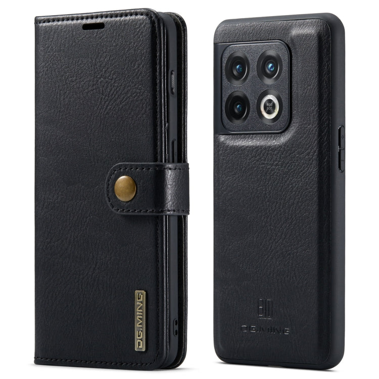 Black crazy horse leather phone case with camera cutouts and magnetic strap