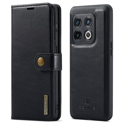 Black crazy horse leather phone case with camera cutouts and magnetic strap