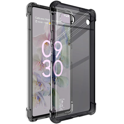 Shockproof TPU phone case with screen protector for Pixel 6a, transparent black