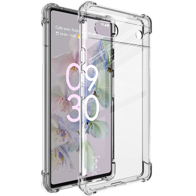Shockproof TPU phone case with screen protector for Pixel 6a, clear