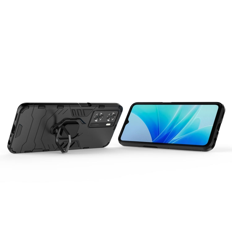 Shockproof phone case for OPPO A57 4G, black protective shell with stand ring