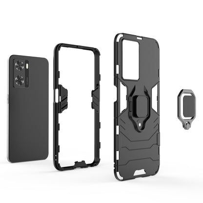 Shockproof phone case for OPPO A57 4G, black case with TPU bumper and port covers