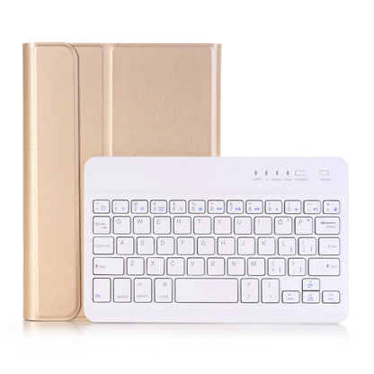 Gold-tone detachable Bluetooth keyboard case with folio cover and white keyboard