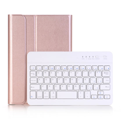 Rose gold detachable Bluetooth keyboard case with white keyboard and folio cover