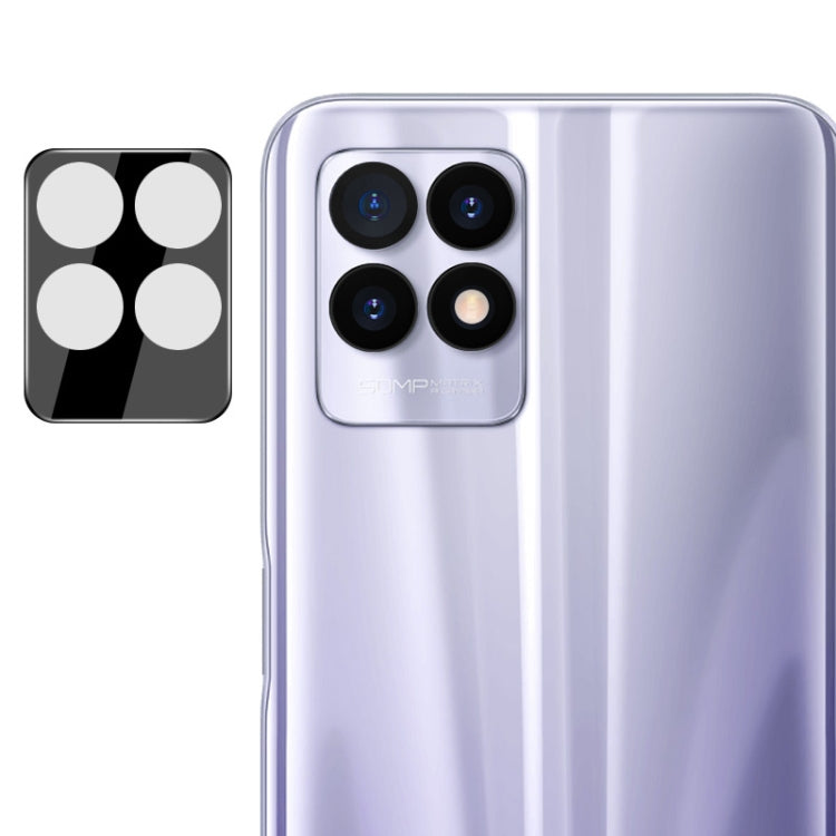 Integrated rear camera lens tempered glass film with black lens cap on phone back