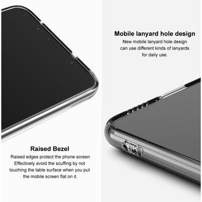 Clear TPU phone case with raised bezel edges and mobile lanyard hole design
