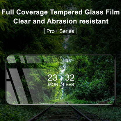 Full-screen tempered glass screen protector covering phone display, clear and glossy