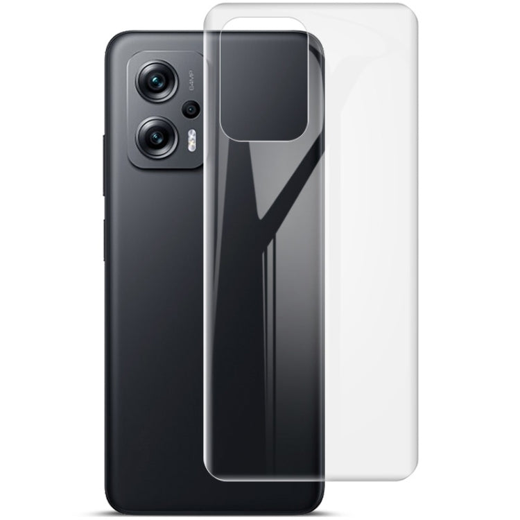 Curved clear hydrogel back protector film covering the phone rear