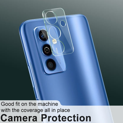 Tempered glass lens film for rear cameras, clear cover aligned over a blue phone