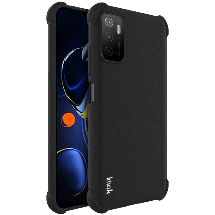Matte black shockproof TPU phone case with screen protector, raised camera cutout