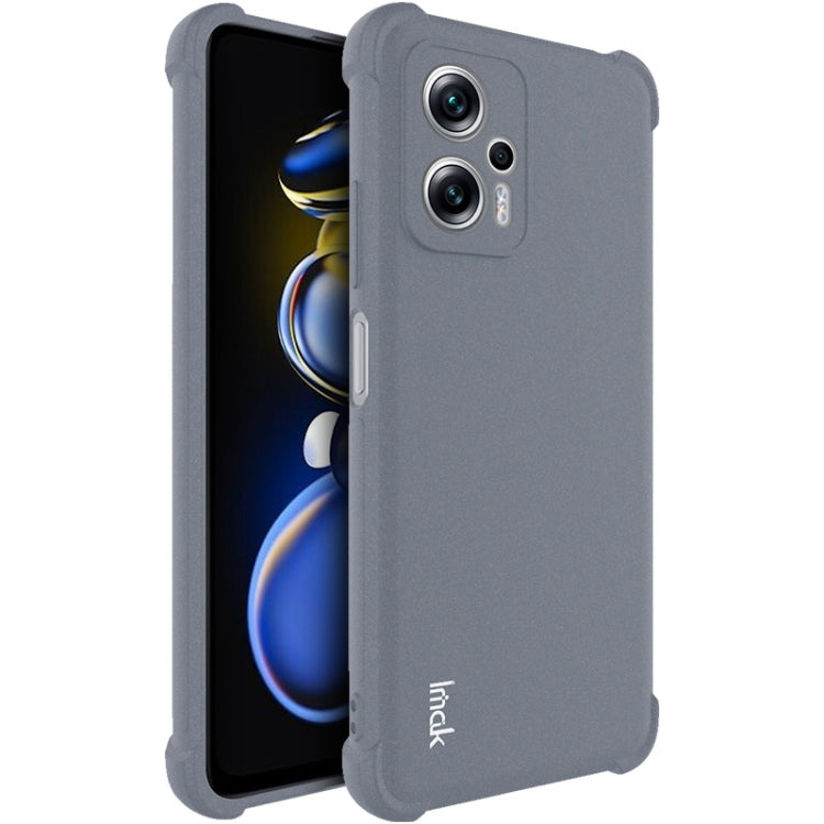 Matte grey shockproof TPU phone case with screen protector, dual camera cutout