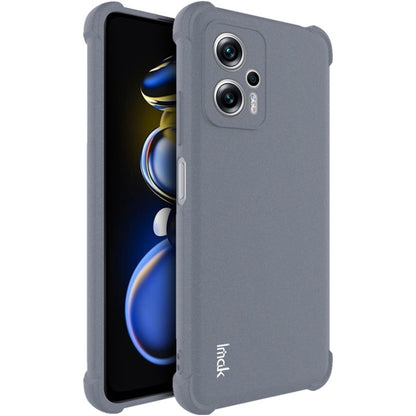 Matte grey shockproof TPU phone case with screen protector, dual camera cutout
