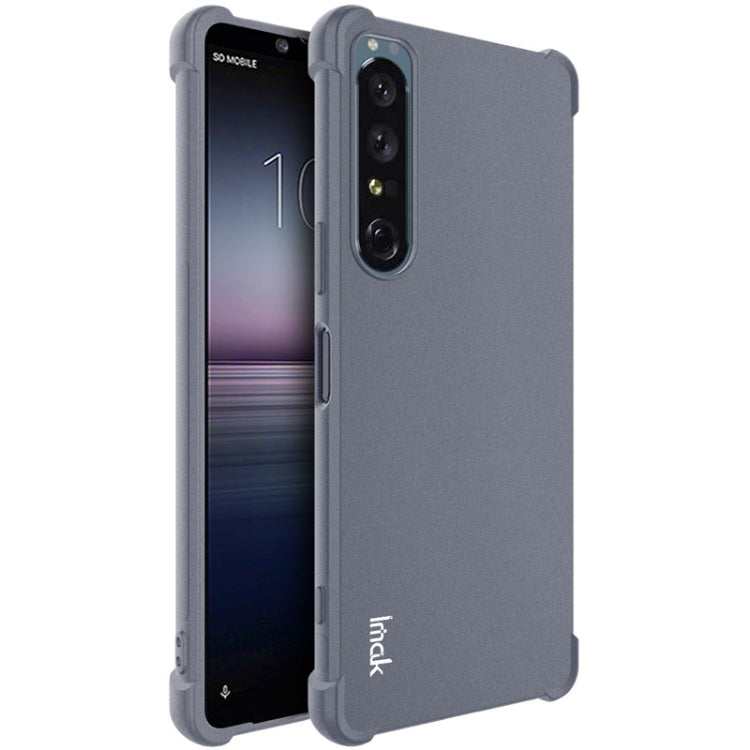 Matte grey shockproof TPU phone case with screen protector, triple camera cutout