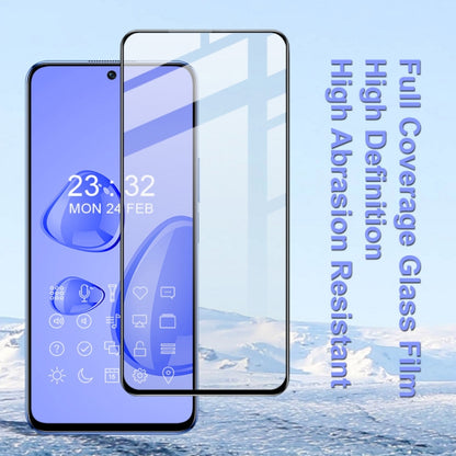 Clear tempered glass screen protector film, full coverage view with smartphone