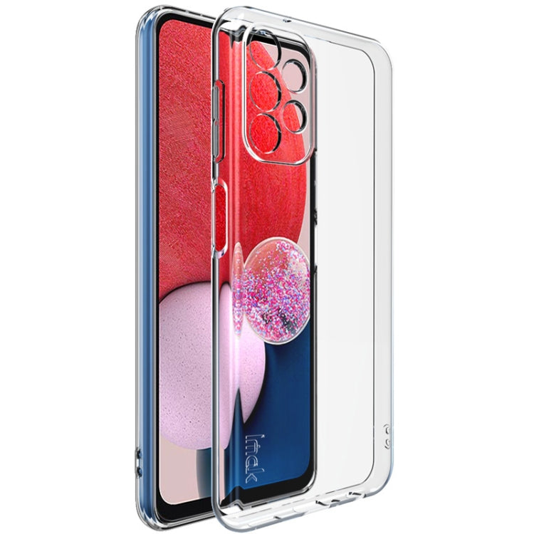 Transparent TPU phone case with camera cutout and shockproof bumper rails, clear fit.