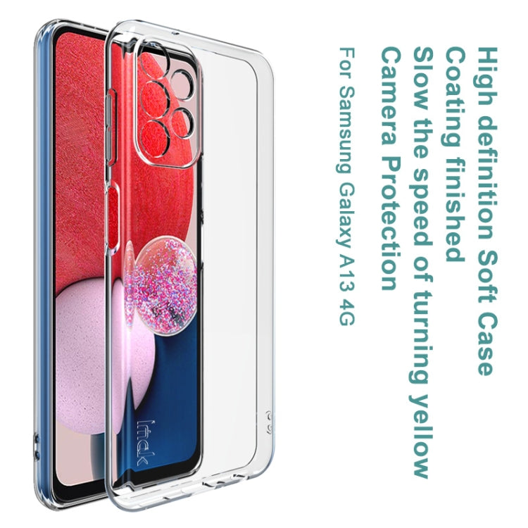 Transparent TPU phone case showing camera lens cutout and side button openings, clear.
