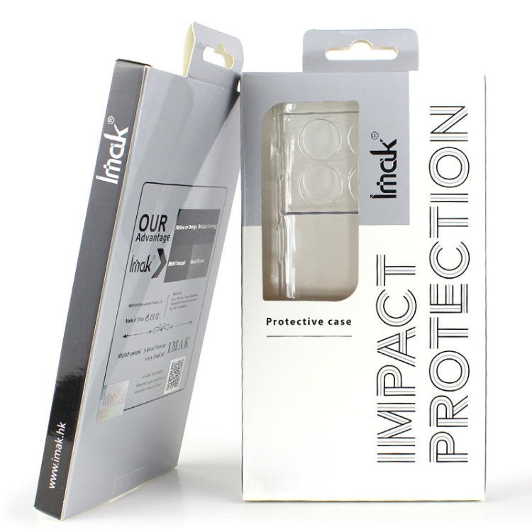 IMAK clear TPU protective phone case packaging with transparent case insert.