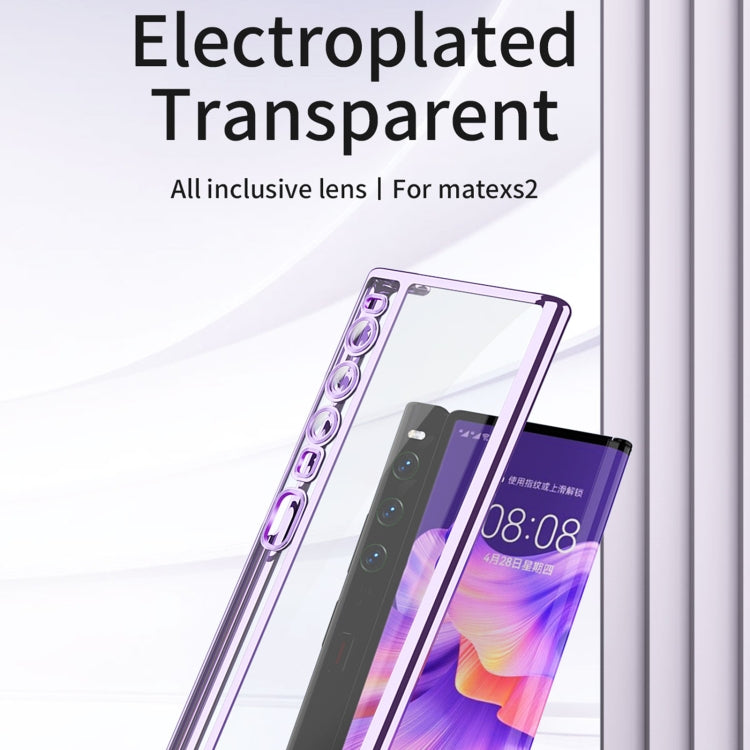 Clear electroplated phone case with purple rim, full coverage camera openings