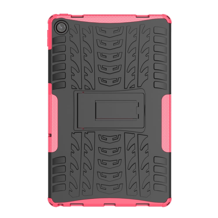 Shockproof tablet case back cover with tire-texture grip, pink edges and black shell
