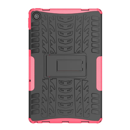 Shockproof tablet case back cover with tire-texture grip, pink edges and black shell