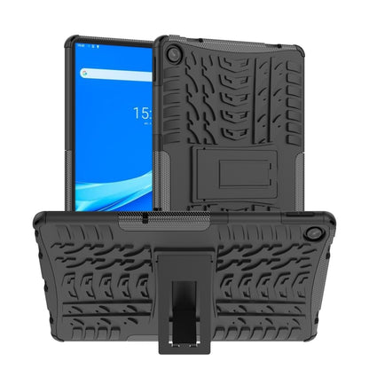 Shockproof tablet case with holder and kickstand, dark TPU with black tire-texture shell