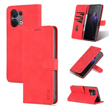 Red flip leather phone case with folio cover and stand, stitched edges, camera cutout