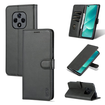 Black calf-texture flip leather phone case with stitched edges, stand, and camera cutout