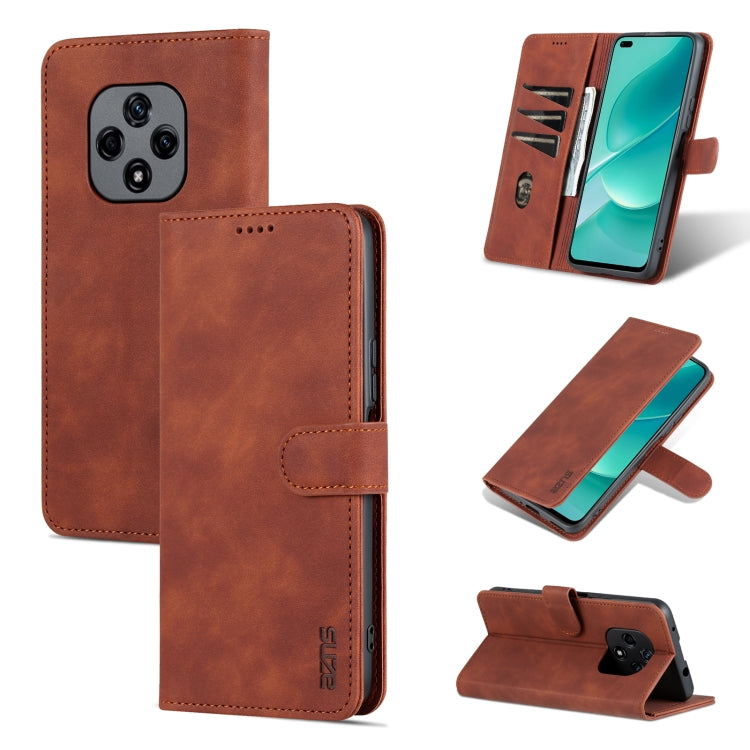Brown calf-texture flip leather phone case with front flap and kickstand, camera cutout