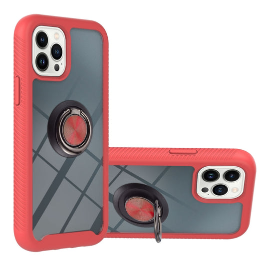 Red phone case with ring holder and textured TPU bumper, protective camera cutouts