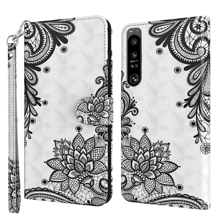 Black and white mandala floral flip phone case with clasp and wrist strap