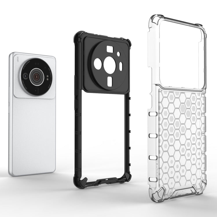 Shockproof honeycomb phone case, clear TPU front with transparent back hex pattern