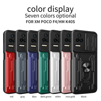 Set of sliding card phone cases in multiple colors, each with ring stand