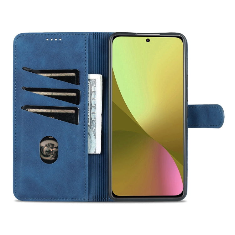 Blue flip leather wallet phone case with card slots and photo-window pocket