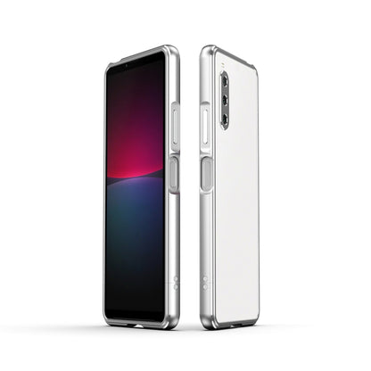 Protective phone case with lens protector, silver back and silver metal frame for Xperia 10 IV