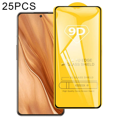 9D tempered glass screen protectors set, full glue, 25-pack with curved coverage
