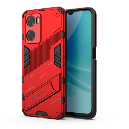 Rugged red 2-in-1 phone case with shockproof TPU and raised camera protection