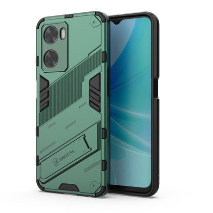 Rugged green 2-in-1 phone case with shockproof TPU and raised camera protection