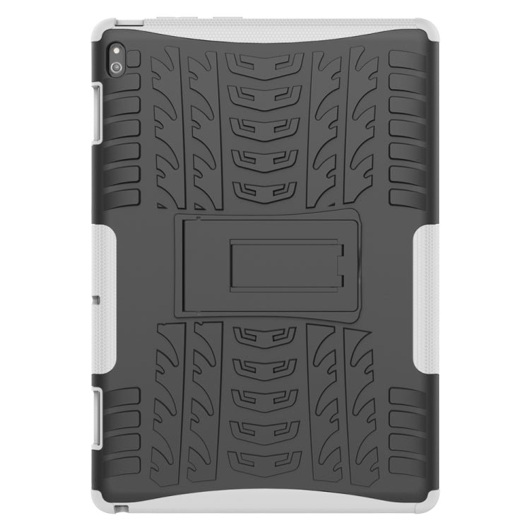Rugged tablet case with tire texture, dark gray/black back panel and holder
