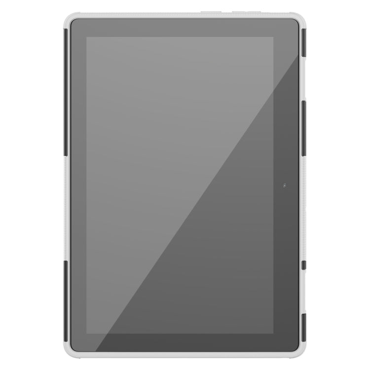 Tablet case with white edges and protective clear front cover