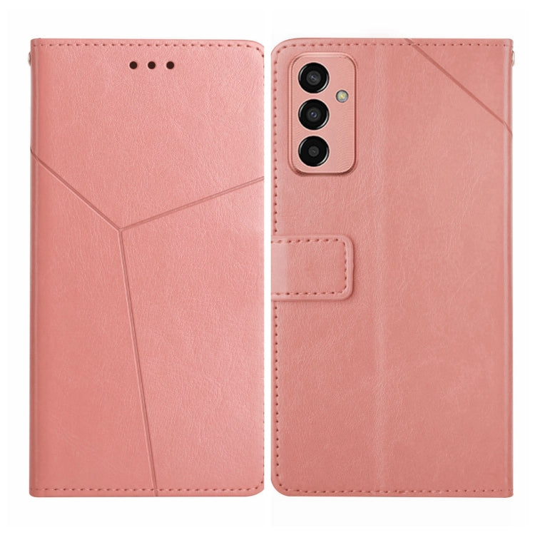 Rose gold Y-stitching flip leather phone case with card slot and button cutouts