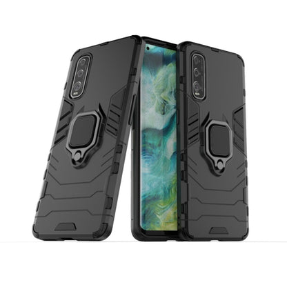 Black rugged protective phone case with magnetic ring holder and reinforced corners