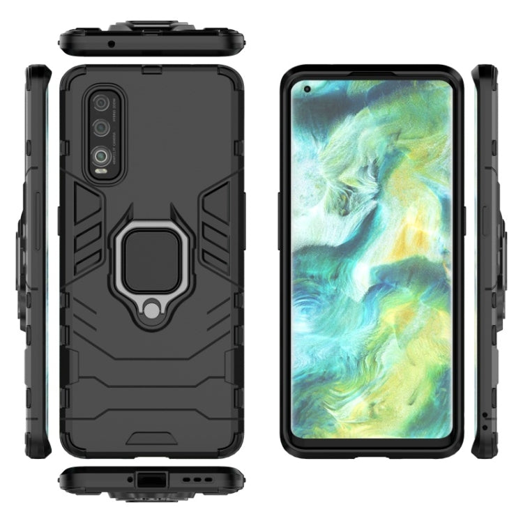 Black rugged protective case with magnetic ring holder and side button cutouts