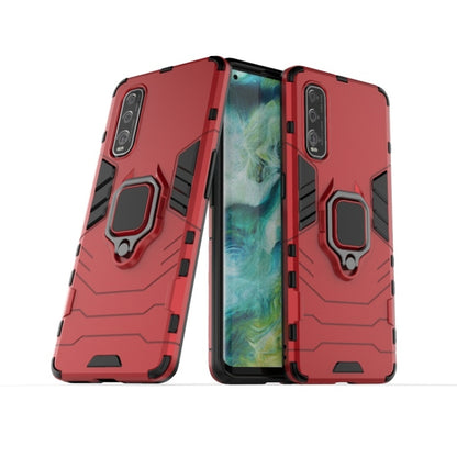 Red rugged protective phone case with magnetic ring holder and dual-layer design