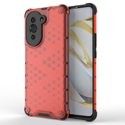 Red shockproof honeycomb phone case with rugged TPU bumper and camera cutouts