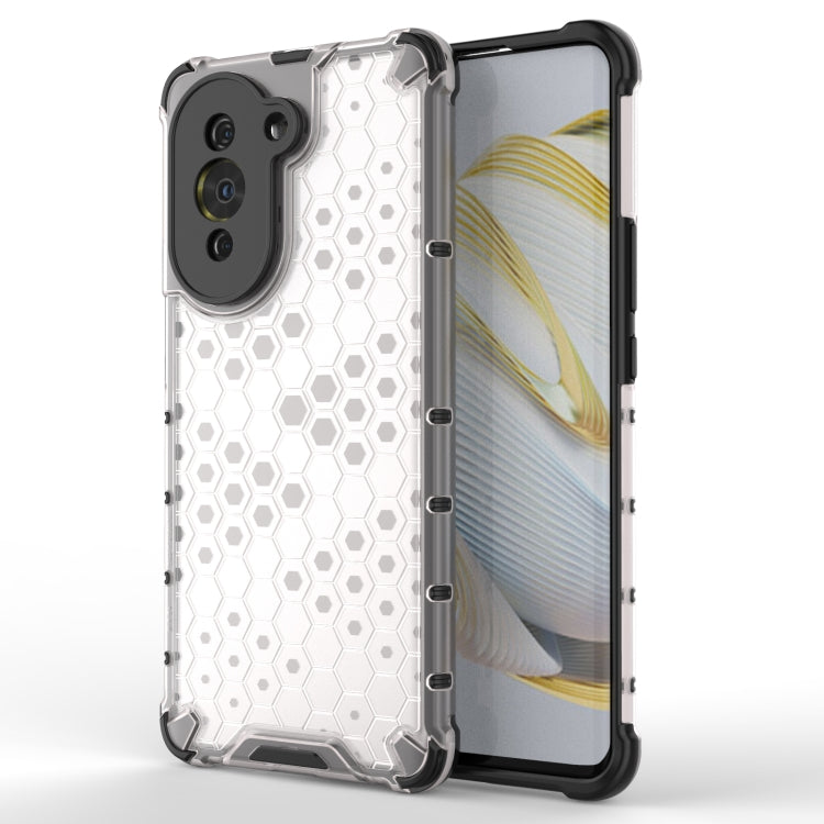 Shockproof honeycomb phone case with clear back and black TPU bumper