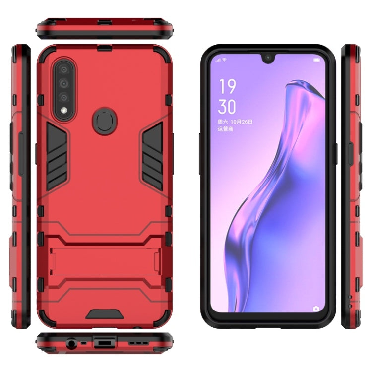 Red rugged shockproof phone case with holder, front and back coverage