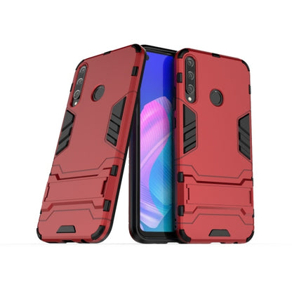 Red shockproof rugged phone case with holder, front and back view