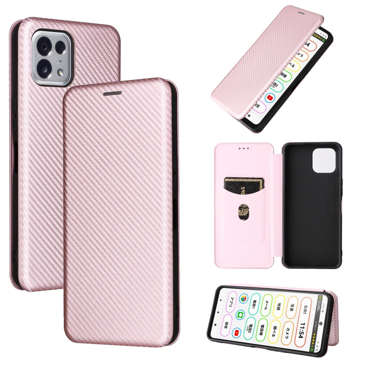 Rose gold carbon-fiber textured magnetic leather phone case with flip wallet cover